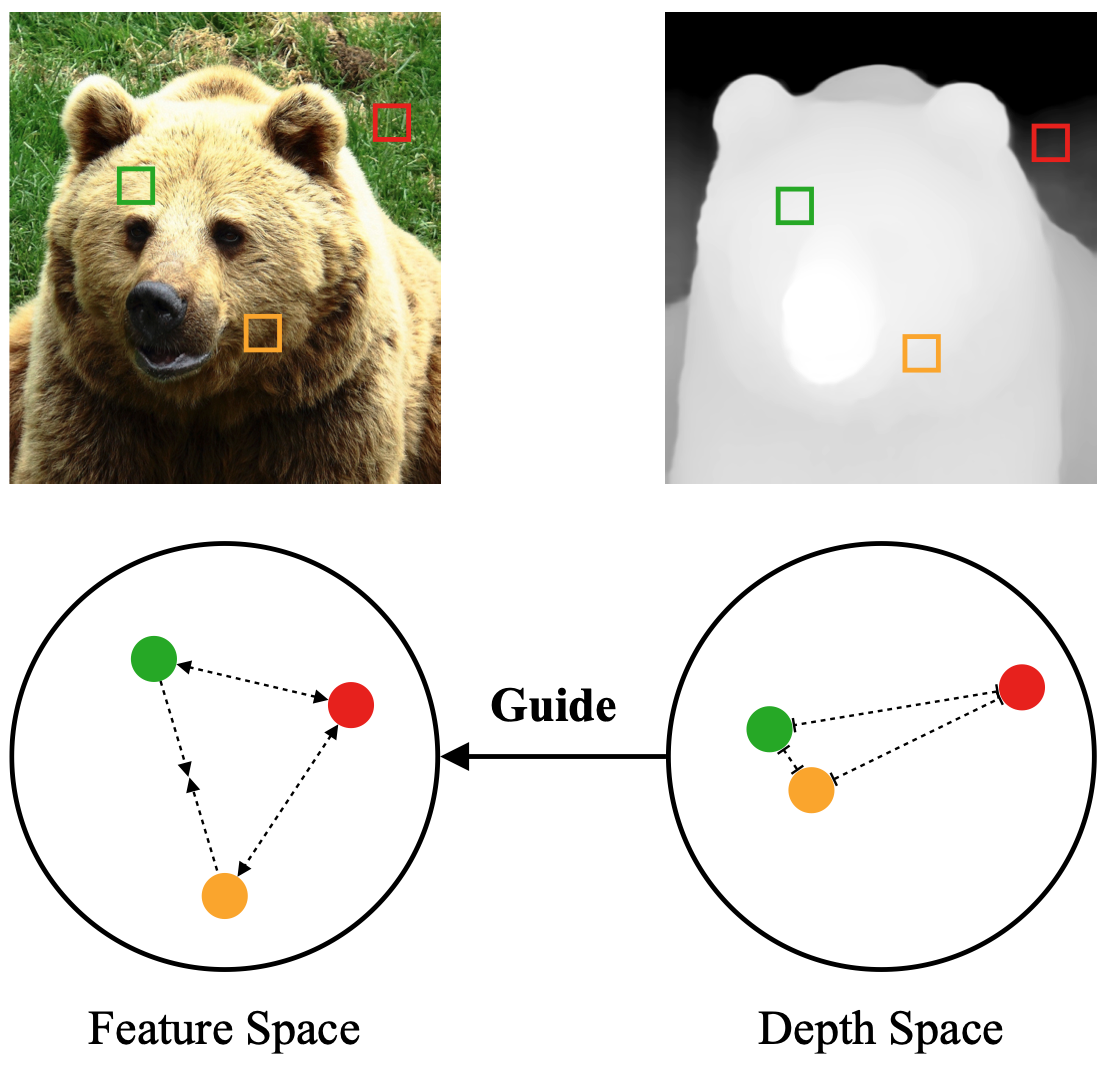 Unsupervised Semantic Segmentation Through Depth-Informed Feature Distillation and Sampling
